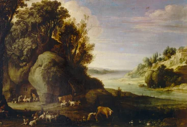 Landschaft mit Herden und Hirten